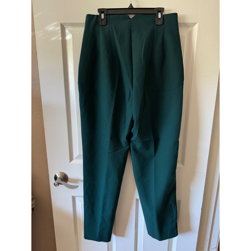 Zara Trousers Women Medium Green High Waisted Tapered Dress Pants 1608/532/529 - Picture 2 of 11
